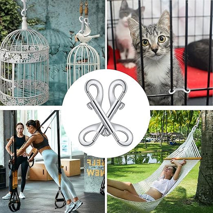 Hotop 30 Pcs 3.5 Inch Double Ended Bolt Snaps Hooks Zinc Alloy Trigger Chain Metal Clips Key Holder for Linking Key Chain Dog Leash Collar Pet Sling Feed Buckets(Silver)