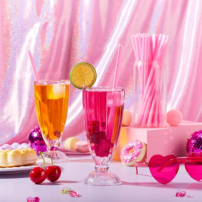 JOYIN 200 PCS Valentine Heart Shaped Pink Straws, Reusable Drinking Cute Straw for Valentine's day Cocktail, Birthday Party, Bridal Shower, Wedding Supplies, Valentine Party