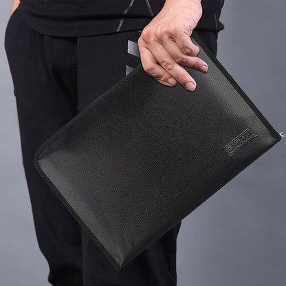 ENGPOW Fireproof File Folder Fireproof Fire and Water Resistant Money Document Bag with A4 Size 13 Pockets Zipper Closure Non-Itchy Silicone Coated Portable Filing Organizer Pouch(14.3" x 9.8")