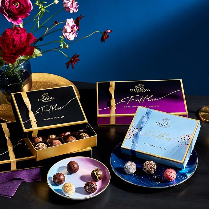 Godiva Assorted Chocolate Truffle Gift Box, Patisserie Dessert Gourmet Candy with Creamy Ganache, Gift Basket for Birthday, Thank You, Anniversary, Congratulations, 24-Piece