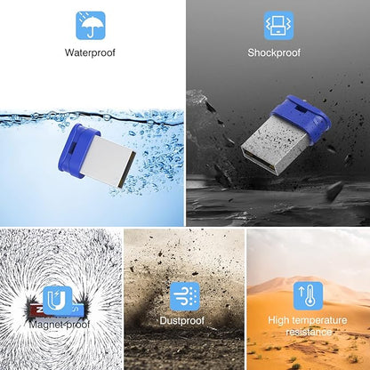 K&ZZ 16GB Mini Flash Drive 10 Pack 16 GB Small USB Flash Drives with Lanyard 16G Low Profile USB Drive Gig Thumb Drive Memory Stick (16GB, Blue)