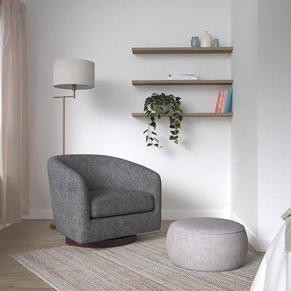 CHITA Swivel Accent Chair, FSC Certified Upholstered Fabric Barrel Chair for Living Room, Fully Assembled, Dark Grey