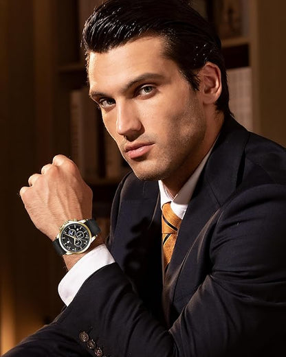 BY BENYAR Mens Watches Analog Quartz Chronograph Waterproof Wrist Watches for Men Fashion Business Work Casual Sport Designer Dress Watch with Calendar Elegant Gifts for Men
