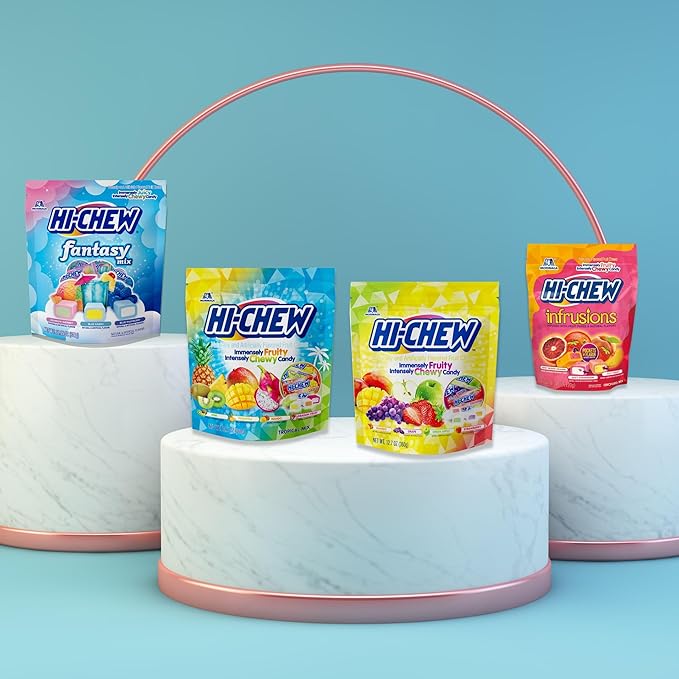 HI-CHEW Variety Mix Bulk, 220+ Pieces, 4 Stand Up Pouches - 13 Flavors Bulk, Sweet and Sour Chewy Candy, Unique Fun Soft - Immensely Juicy Fruity Flavors for Candy Treats & Sharing Treats