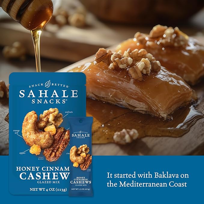 Sahale Snacks Honey Cinnamon Cashews Glazed Mix, 4 Ounce (Pack of 6)