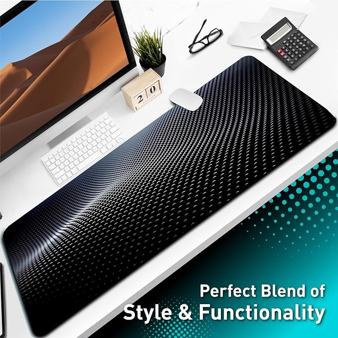 Mouse Pad Gaming Mousepad 31.5x11.8 Inch - 3mm Durable Fabric with Non-Slip Base, Waterproof Surface & Reinforced Edges for Gamers, Work Desks and Streaming Setups(Sci-Fi Lines)