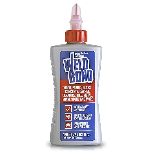 Weldbond Multi-Surface Adhesive Glue, Bonds Most Anything! Wood Glue for Furniture or Carpentry Fabric Glass Mosaic Ceramic Jewelry Stone & More. Non-Toxic, Dries Crystal Clear. 5.4oz /160ml 12-Pack