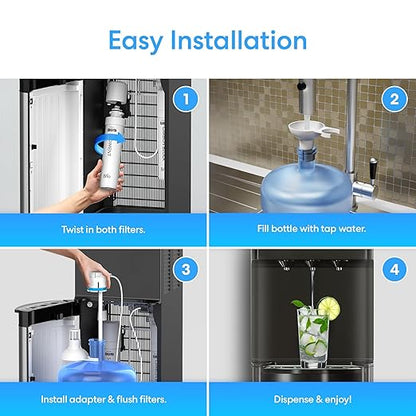 Brio 520 Bottom Load Water Cooler Dispenser for 5 Gallon Bottle w/ 2 Stage Filter | Hot Cold & Room Temp Water Options for Home & Office | Removes Chlorine, VOC's, Bad Taste & Chemicals