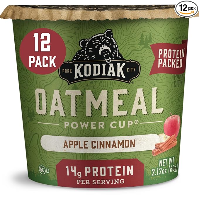 Kodiak Cakes Instant Protein Apple Cinnamon Oatmeal in a Cup, 2.12oz (Pack of 12)