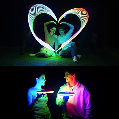 TOSY Flying Disc - 108 RGB Multicolor or 36 Monocolor LEDs, Super Bright, Smart Modes, Christmas Stocking Stuffers Gift, Camping Toy for Kid/Teen/Adult, Auto Light Up, Rechargeable, Waterproof, 175g