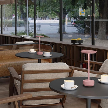 2 Pack Rechargeable Cordless Table Lamps, Portable 5000mAh Outdoor Table Light, 3 Color Stepless Dimming LED Table Lamp with Memory Function, for Home/Dinner/Patio/Restaurant.(Pink)