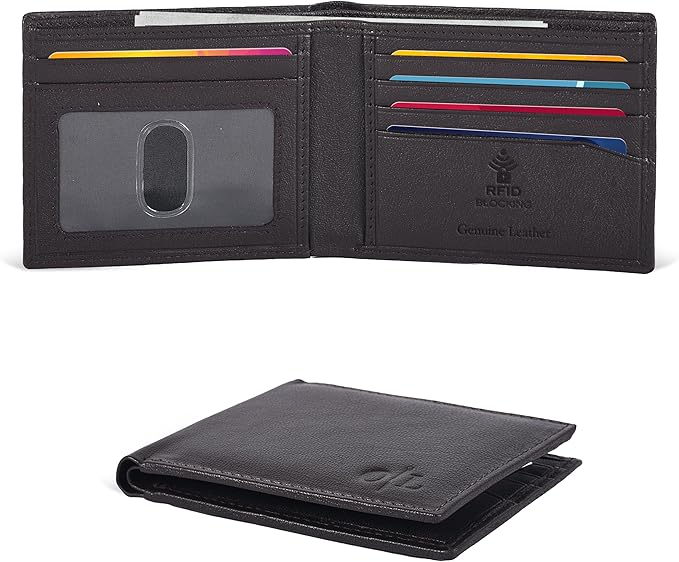 Oak Leathers Slim Leather Wallet for Men - RFID Wallets Credit Card Holder Ultra Thin Gift for Mens, Front Pocket Minimalist Design