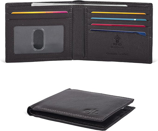 Oak Leathers Slim Leather Wallet for Men - RFID Wallets Credit Card Holder Ultra Thin Gift for Mens, Front Pocket Minimalist Design