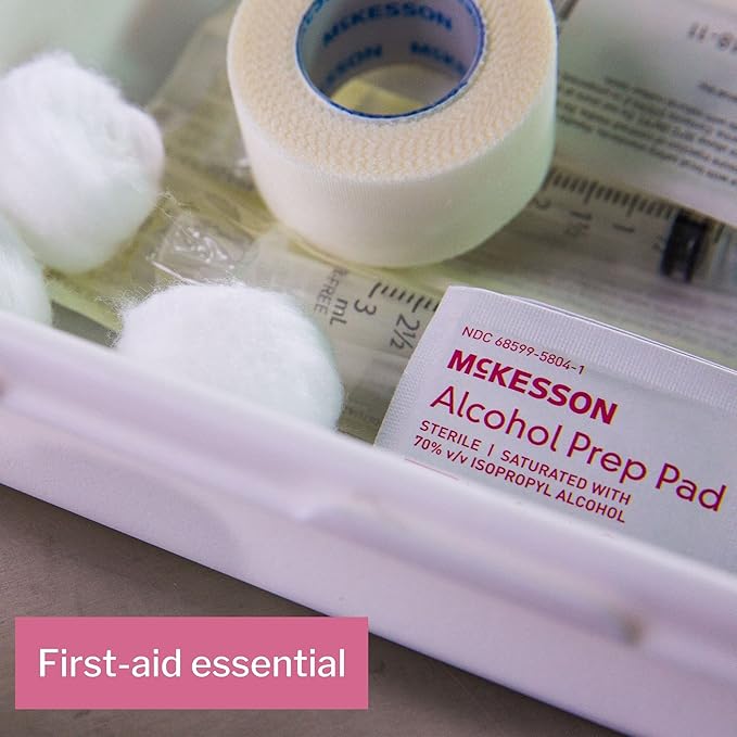 McKesson Alcohol Prep Pads [400 count] 70% Isopropyl, Individually Wrapped Wipes, Sterile, Medical-Grade, First Aid, Medium
