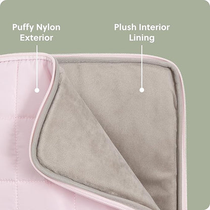 U Brands Nylon Puffer Zipping Laptop Case, 10.5" x 15" Sleeve, Computer Accessories, Cover for MacBook Pro, MacBook Air, Chromebook, HP Computer, Petal Pink