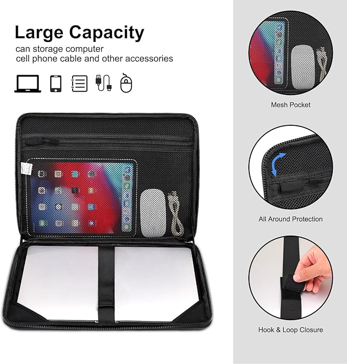 MOSISO Hard Shell Laptop Sleeve Shoulder Bag, 15.6 inch Computer Bag Compatible with MacBook, HP, Dell, Lenovo, Asus, Notebook, 16 inch Symmetric Geometric Waterproof EVA Carrying Case, Black