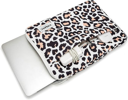 Kinmac 360 Degree Protective Laptop Sleeve Case Bag with Handle for MacBook Air 15 inch and 15 inch-15.6 inch HP Lenovo Dell ASUS Acer Laptop (Leopard-Pink)