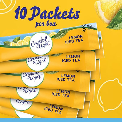 Crystal Light Lemon Iced Tea Naturally Flavored with other natural flavor Powdered Drink Mix, 120 ct Pack, 12 Boxes of 10 On-the-Go-Packets