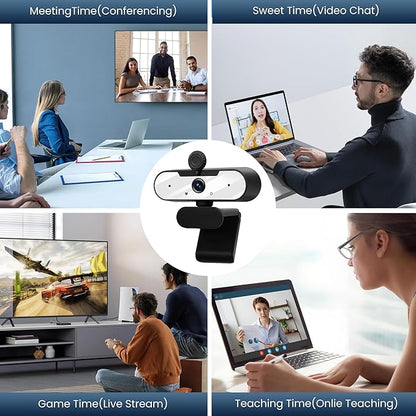 USB HD 1080P Video Webcam and Wide Angle Camera with Built-in Microphone and Rotatable Tripod,for Laptop Computer or Desktop PC,Great for Live Streaming.Calls.Video Conferencing -1 (White)