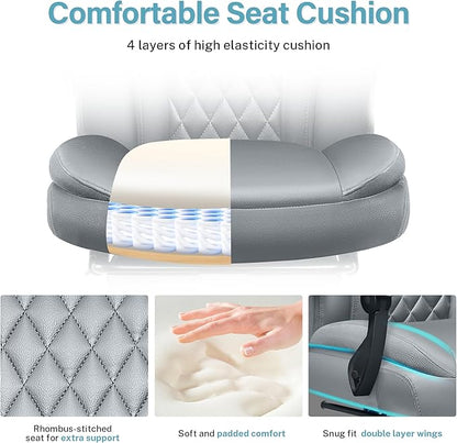 Executive Leather Office Chair, Big and Tall Office Chair with Footrest Home Office Desk Chairs, Ergonomic Computer Desk Chair with Lumbar Support, Reclining Desk Chair with Adjustable Angle