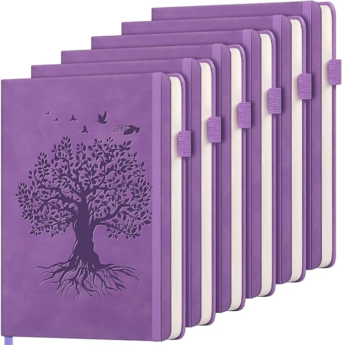 6 Pack Lined Journal Notebook for Women Men, A5 Hardcover Leather Journals for Writing, 200 Pages Thick Paper, Daily Journal Notebook for Work, School, Note Taking, Business, Travel, College Ruled
