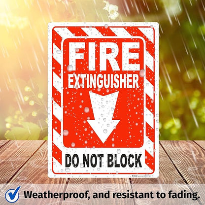 Brimar - 7 x 10" - Fire Extinguisher Do Not Block Sign - 3.5 Mil InfiniStick™ Vinyl Label - Fire Safety Compliant - Easy Installation