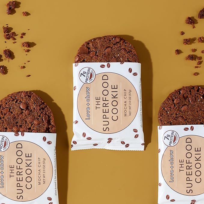 Love + Chew Superfood Soft Baked Cookies, Chocolate Lover Variety, Plant Based Cookie Made With Almonds and Dark Chocolate for Kids and Adults, Vegan Snacks, Gluten Free, Paleo, Non GMO, 12 Pack