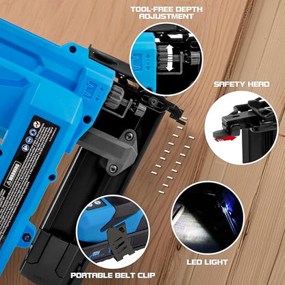 Cordless Brad Nailer with Battery, 2-In-1 Electric Nail Gun/Staple Gun Drives 1600 Nails per Charge, 18 Gauge 5/8’’ to 2’’ Nails and 1/2’’ to 1-5/8’’ Staples