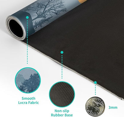 Mountain Gaming Mouse Pad 27.6x11.8 Inch Forest Large Mousepad Extended Grey Mousepad Gaming Non-Slip Rubber Base Stitched Edges Keyboard Mouse Mat Desk Pad for Office Home and Game