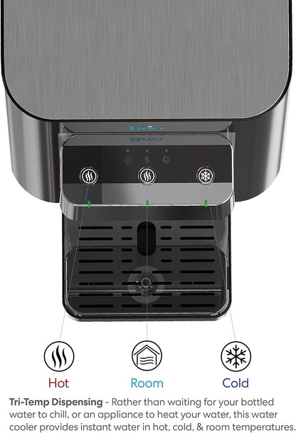 Brio Self-Cleaning Countertop Bottleless Water Cooler Dispenser - with 2-Stage Water Filter and Installation Kit, Tri Temp Dispense, UV Cleaning - Black