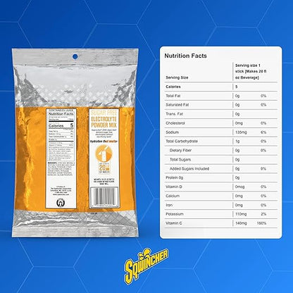 Sqwincher Zero Qwik Stik, Orange, Sugar Free, Low Calorie, Low Sodium Electrolyte Powder Hydration Drink Mix, .11 0z Packet (Pack of 50)