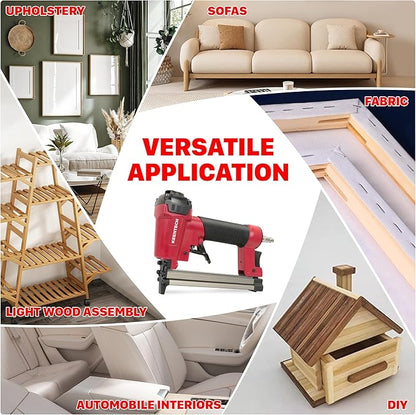 KEENTECH Pneumatic Staple Gun 22 Gauge, Air Upholstery Stapler with 3765pcs 3/8" Crown Staples 1/4"-5/8", Ready-to-Use Air Staple Gun with Staples, Safety Trigger, for Wood Furniture Fabric Leather