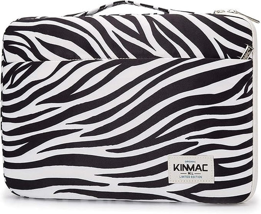 Kinmac 360 Degree Protective Laptop Sleeve Case Bag with Handle for MacBook Air 15 inch and 15 inch-15.6 inch HP Lenovo Dell ASUS Acer Notebook Computer (Zebra)