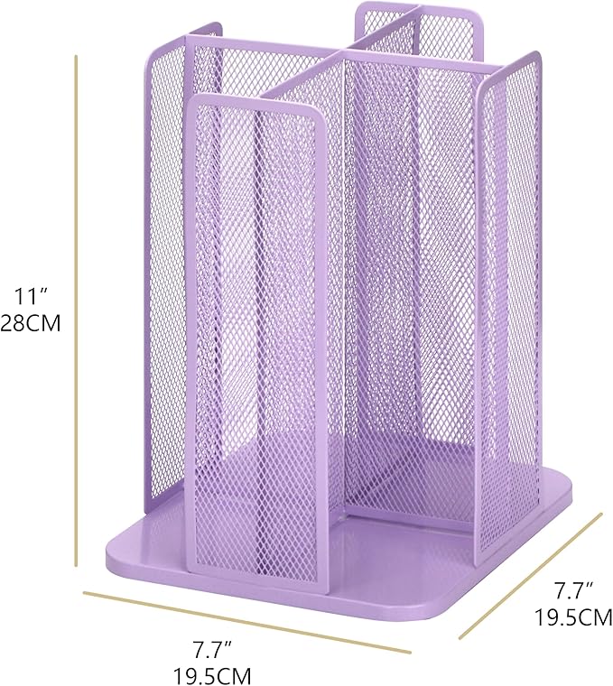Annova Paper/Plastic Cup and Lid Holder Plastic Storage Organizer, 360°Rotating Coffee Mup Dispenser with 4 Compartments, Multifunctional Storage Rack for Home, Office, Bar, Coffee Shop (Lilac)