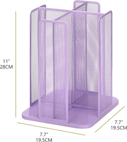 Annova Paper/Plastic Cup and Lid Holder Plastic Storage Organizer, 360°Rotating Coffee Mup Dispenser with 4 Compartments, Multifunctional Storage Rack for Home, Office, Bar, Coffee Shop (Lilac)