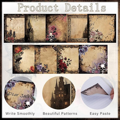 Gothic Sticky Notes Gifts - 9 Pack Gothic Sticky Notes 3x3 Goth Office Supplies Goth Style Design Self-Stick Notepads Creepy Spooky Memo Post Pads School Office Supplies 450 Sheets