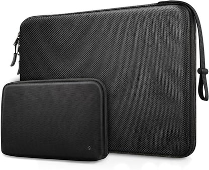 FINPAC Hard Laptop Sleeve with Accessory Pouch Compatible with 15.3 inch MacBook Air M4 M3 M2 2025 2024, 16.2 inch MacBook Pro M4/M3/M2/M1 Pro/Max, Waterproof Case for Surface Laptop/Book, Black