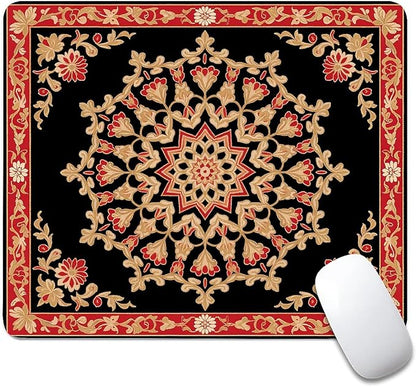 Square Mouse Pad Floral Carpet, Personalized Premium-Textured Custom Mouse Mat Design, Washable Mousepad Cloth, Non-Slip Rubber Base Computer Mouse Pads for Wireless Mouse