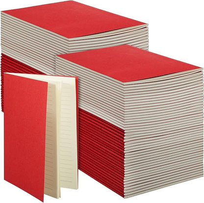 Mimorou 100 Pcs Kraft Notebook Journals 5.5 Inch x 8.3 Inch A5 Softcover Notebooks Bulk for Writing Sketch Office Notepad with 60 Pages 30 Sheets (Multicolor,Lined) (Red,Lined)