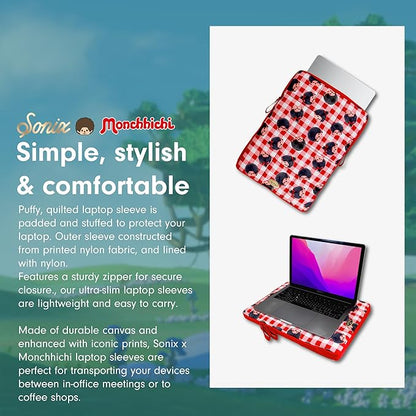 Sonix | Puffy Laptop Sleeve | 15-16 Inch, Quilted Pillow Puffer Laptop Carrying Case, Computer Sleeve | Monchhichi Check