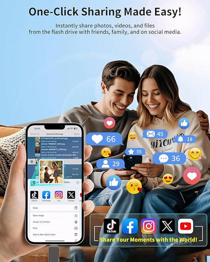 MFi Certified 512GB Flash Drive for iPhone & iPad, High-Speed Photo Stick for External Memory Storage, Backup & Transfer Files, USB Stick for iPhone/iPad/iOS/Android/PC (Available Space: ~484GB)Black