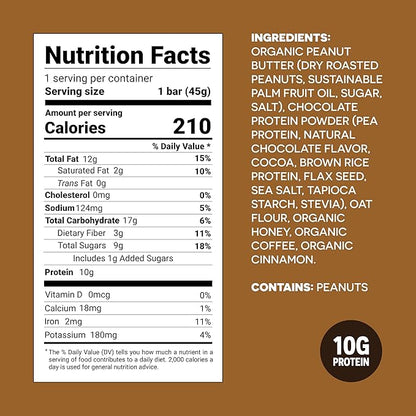 FROPRO Plant Protein Snack Bars - Plant Based Protein Bars, All-Natural, Gluten, Dairy, & Soy Free, High Protein Bars with Low Calories | Coffee, 12 Pack