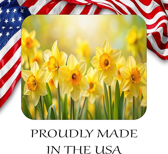 Floral Pattern Flower Mouse Pad Mat Mousepad for Desk Computer Laptop PC Gaming Home or Office Gift for Her Flowers (Daffodil MP108)