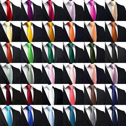 Branduce 3.15"（8cm） Mens Solid Satin Tie Pure Color Necktie for Business and Wedding + Gift Box