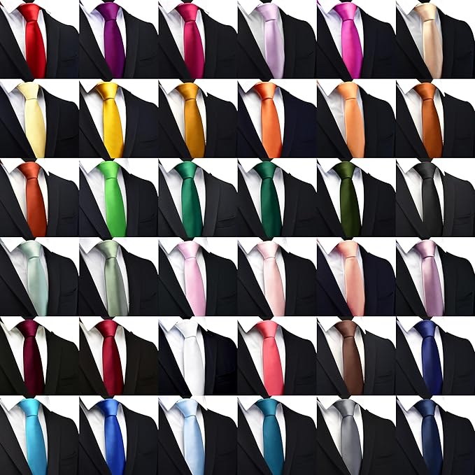 Branduce 3.15"（8cm） Mens Solid Satin Tie Pure Color Necktie for Business and Wedding + Gift Box