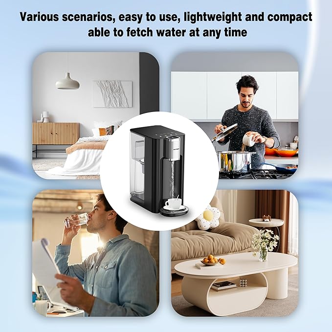 Vortopt Countertop Water Dispenser, 4L Large Capacity, 5 Temperature Settings (Normal Temperature，45℃，60℃，85℃，95℃), Activated Carbon Filter, Child Lock & Overheat Protection,UR04 Silvery
