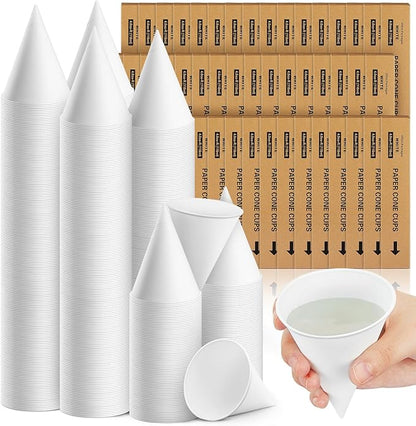 Roshtia 9600 Pcs 4 oz Paper Cone Cups Thicken Disposable Cone Cups for Shaved Ice, Slushies Water Cooler Dispenser, White