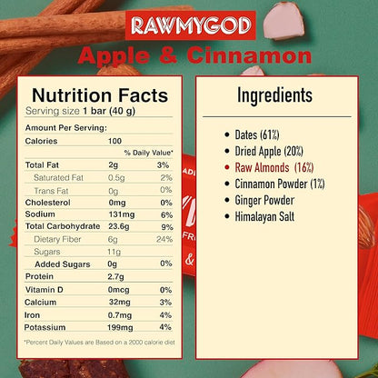 RAWMYGOD Fruit and Nut Bars, Gluten Free, Vegan, No Added Sugar (16 bars, Variety Pack I - 4 Raw Cacao, 3 Apple & Cinnamon, 3 Nuts & Berries, 3 Cherry Peanut, 3 Pistachio & Cranberry)