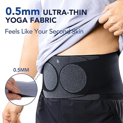 0.5mm Ultra Thin Back Brace for Women Men, Seamless Yoga Fabric for All Day Comfort, Wear under Clothes, Enhanced Lumbar Pad for Lower Back Pain Relief, Sciatica, Posture, Lifting, Black, Size XL