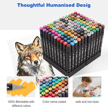 FROKO Alcohol Markers,120 Colors Dual Tip Art Marker,Coloring Marker, markers for adult coloring books no bleeding